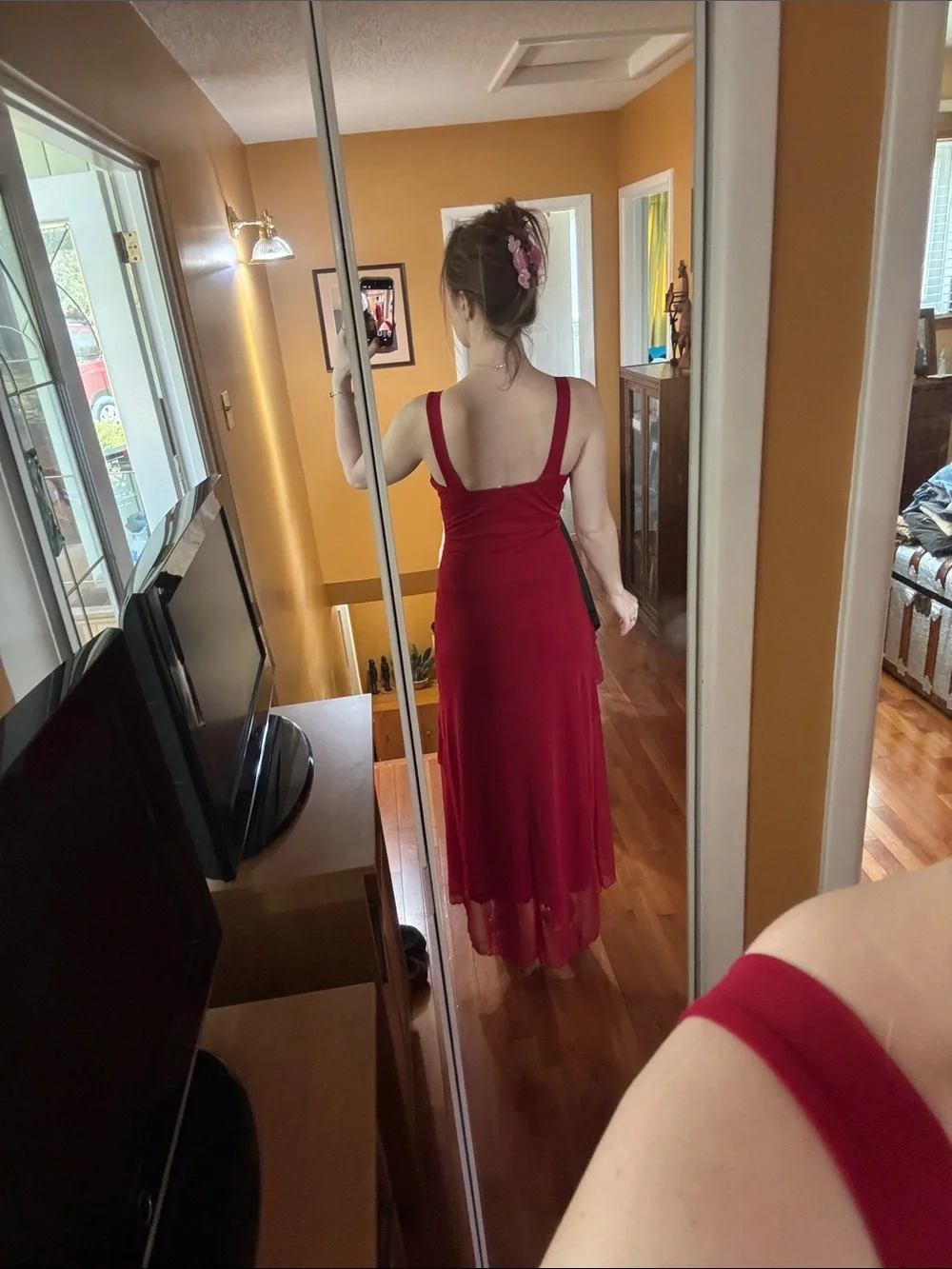 Taboo Red Ruched High-Low Formal Dress - Picture 2 of 4